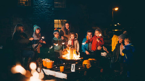 Ancient Samhain bonfire in rural Ireland