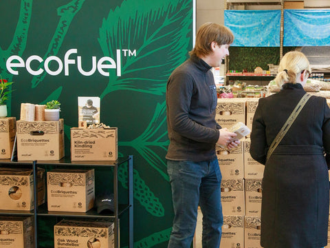 ECOFUEL™ founder Janis helping a customer during a B&Q store visit in January 2025.