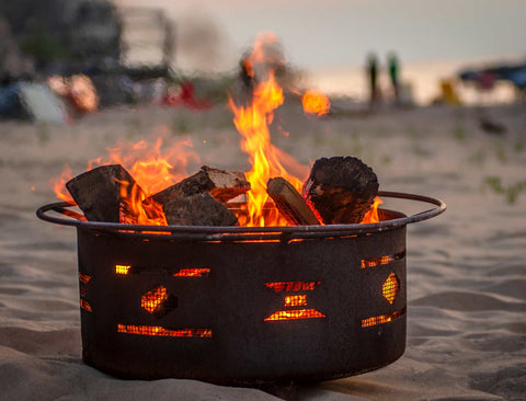 firepit lit on beech with ecofuel fuel bundles